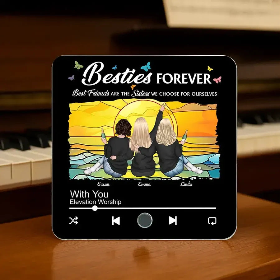 Besties Forever Personalized Acrylic Music Magnet