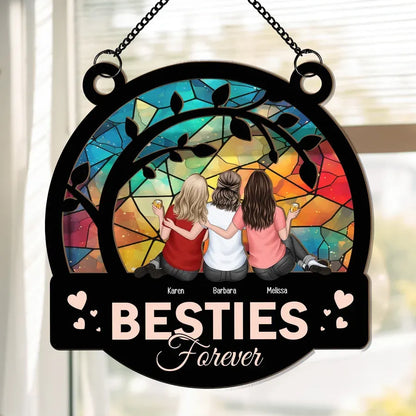 Besties Forever - Personalized Window Hanging Suncatcher Ornament