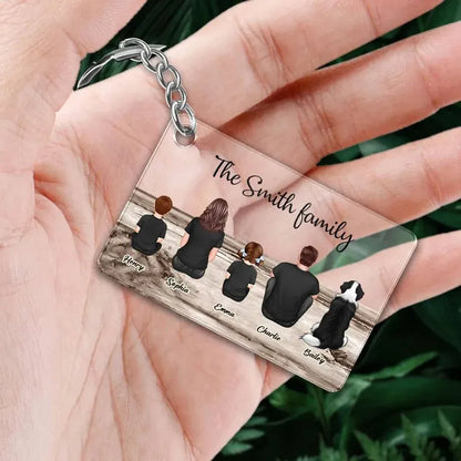Beach Landscape Family Sitting Back View - Personalized Accessories and Home Decor