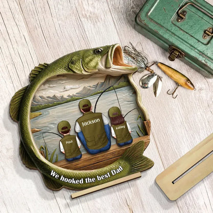 Best Catch Ever Dad Fishing - Personalized 2-Layer Wooden Plaque