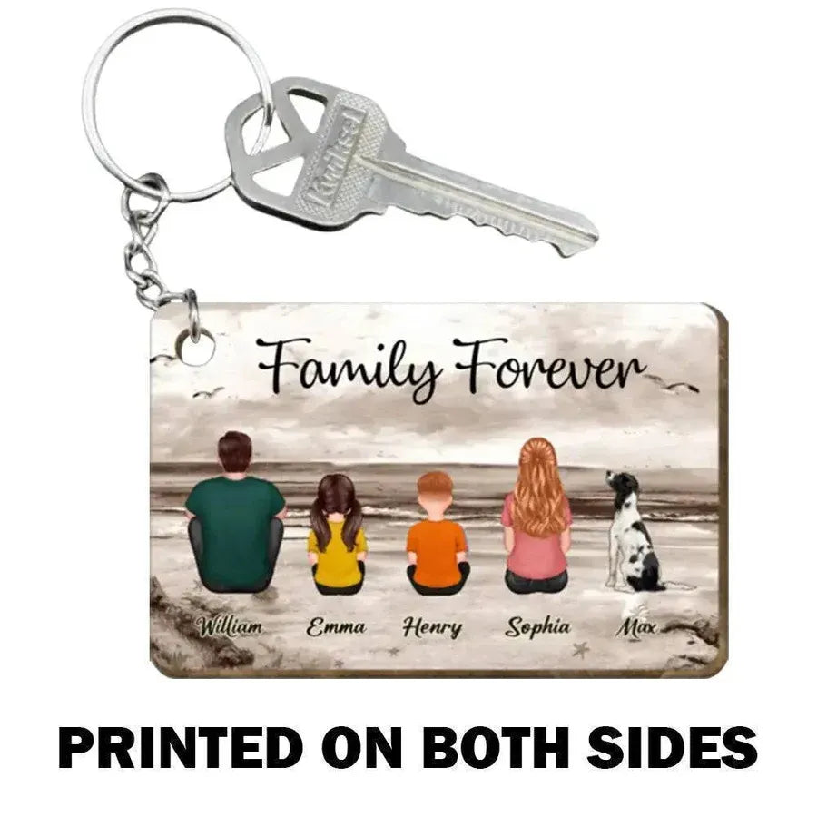 Beach Landscape Family Sitting Back View - Personalized Accessories and Home Decor