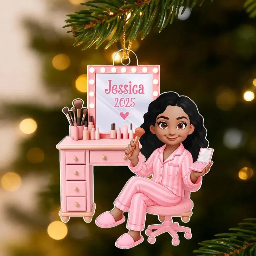Pink Makeup Vanity Acrylic Ornament