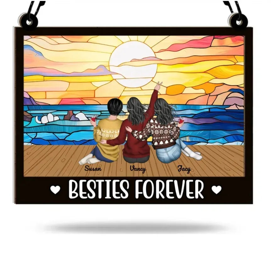Besties Forever Personalized Acrylic Music Magnet