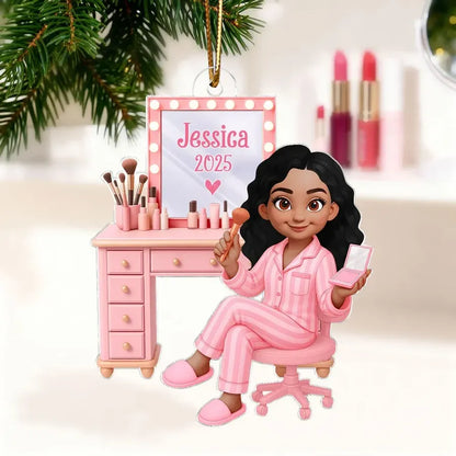 Pink Makeup Vanity Acrylic Ornament