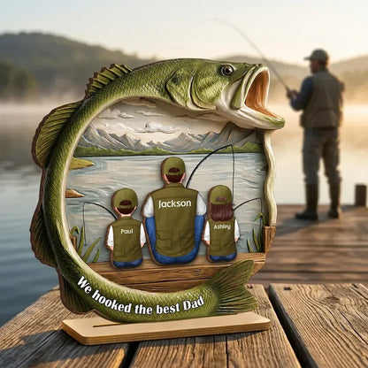 Best Catch Ever Dad Fishing - Personalized 2-Layer Wooden Plaque