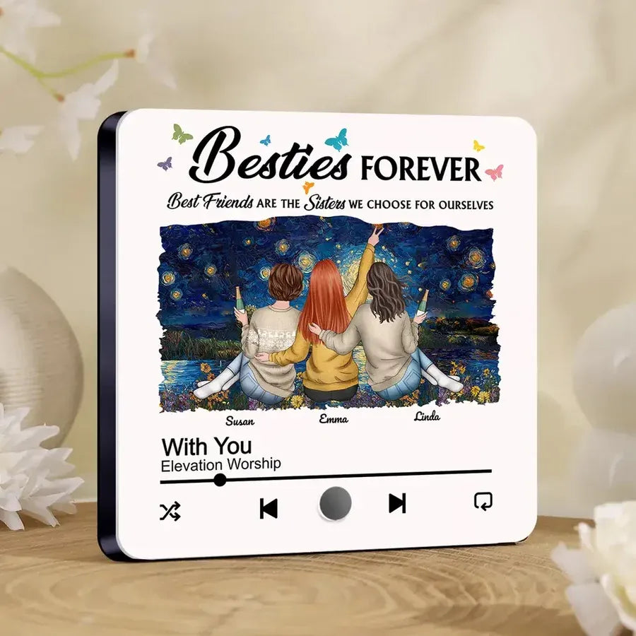 Besties Forever Personalized Acrylic Music Magnet