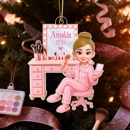 Pink Makeup Vanity Acrylic Ornament