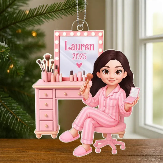 Pink Makeup Vanity Acrylic Ornament