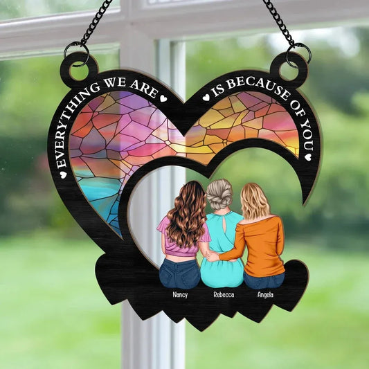 Because of You - Personalized Mom Suncatcher Ornament