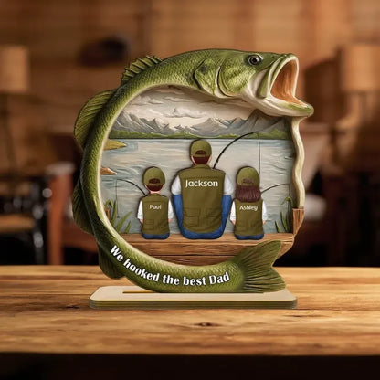 Best Catch Ever Dad Fishing - Personalized 2-Layer Wooden Plaque