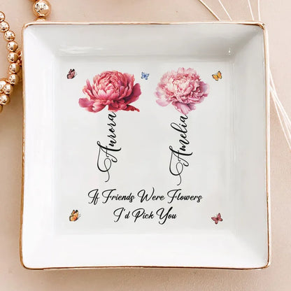 Personalized Sister Jewelry Dish - Floral and Butterfly Design