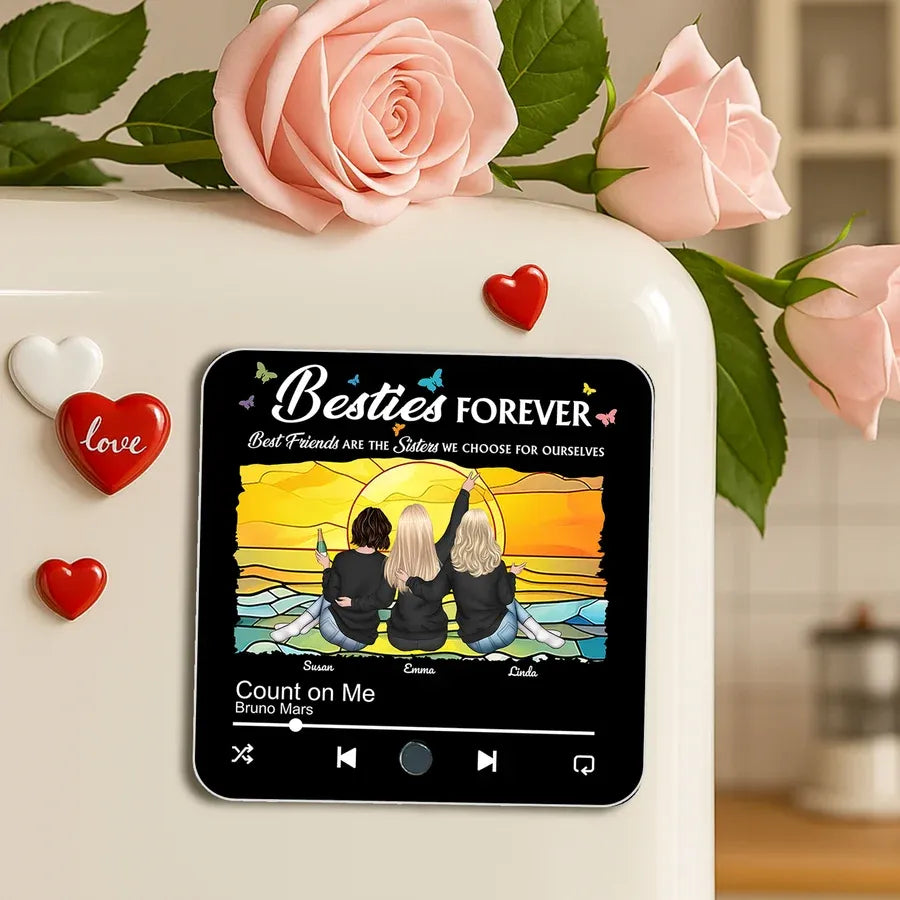 Besties Forever Personalized Acrylic Music Magnet