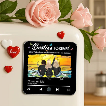 Besties Forever Personalized Acrylic Music Magnet