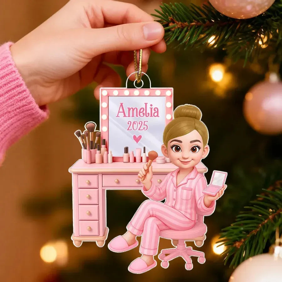 Pink Makeup Vanity Acrylic Ornament