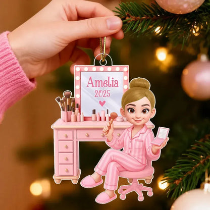 Pink Makeup Vanity Acrylic Ornament