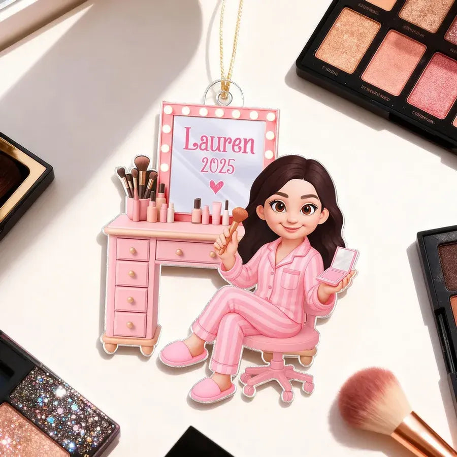 Pink Makeup Vanity Acrylic Ornament