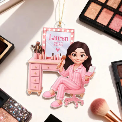 Pink Makeup Vanity Acrylic Ornament