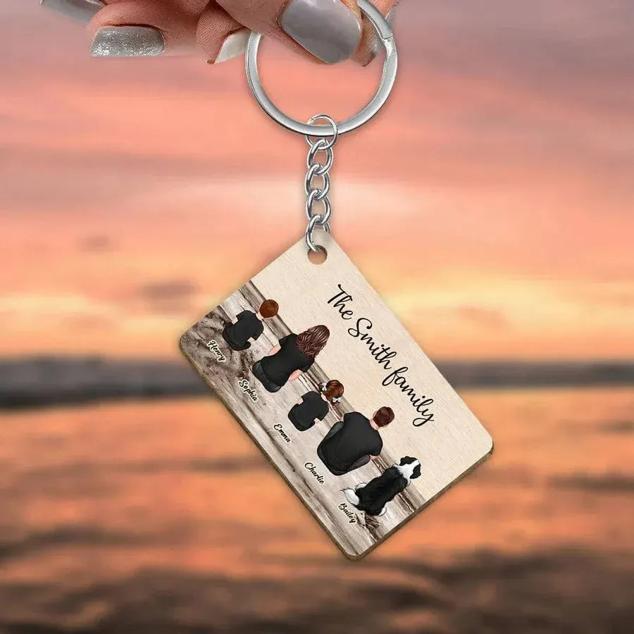 Beach Landscape Family Sitting Back View - Personalized Accessories and Home Decor