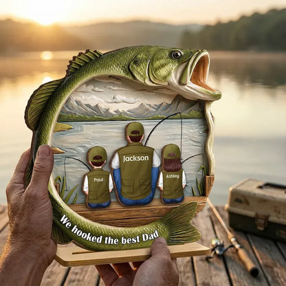 Best Catch Ever Dad Fishing - Personalized 2-Layer Wooden Plaque
