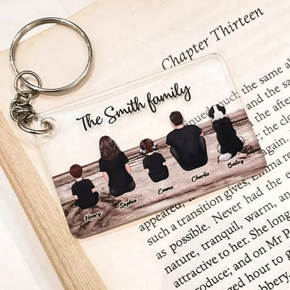 Beach Landscape Family Sitting Back View - Personalized Accessories and Home Decor