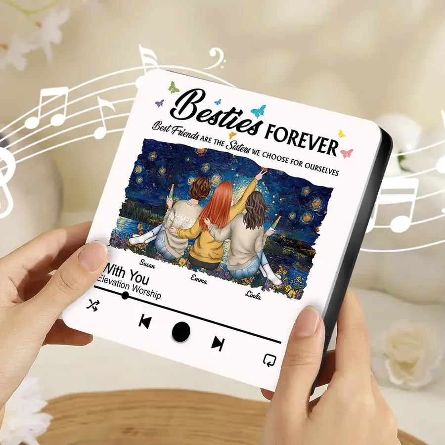 Besties Forever Personalized Acrylic Music Magnet