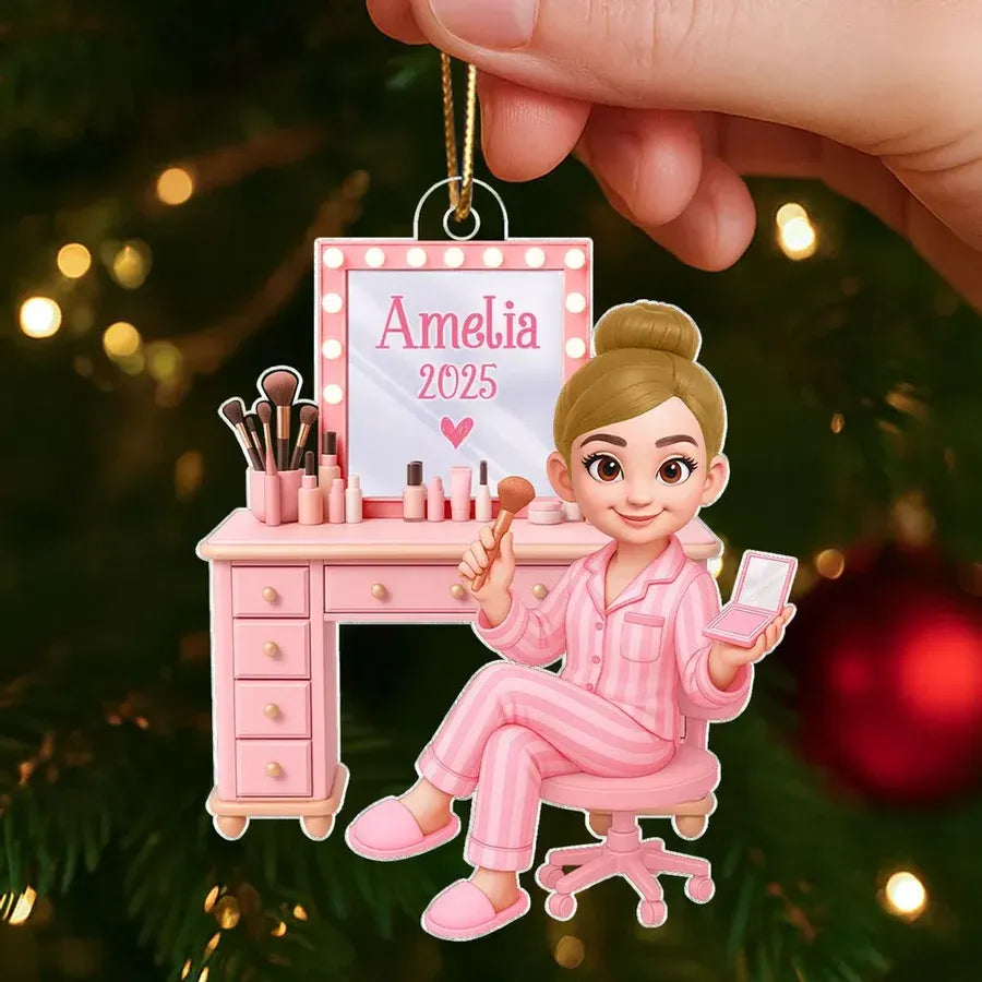 Pink Makeup Vanity Acrylic Ornament
